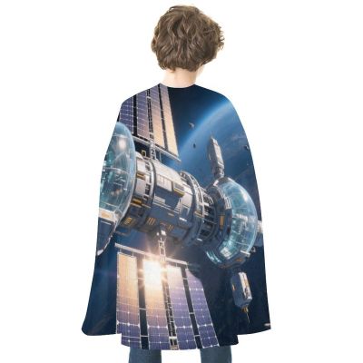 Halloween Space Station Cloak Reversible Cape Costume for Masquerade Halloween Cosplay Birthday Party Decoration