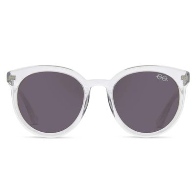 JONAS PAUL Kids Round Sunglasses - Unisex Child Sunglasses w/Case - Sunnies for Kids w/Spring Hinges - Clear (Ages 813+)