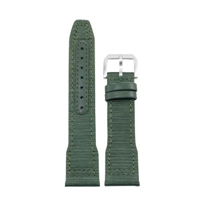 Nylon Leather-Backed Watch Strap for IWC Pilot's Watches Stainless Steel Pin Buckle Folding Buckle(Green s1,21mm)