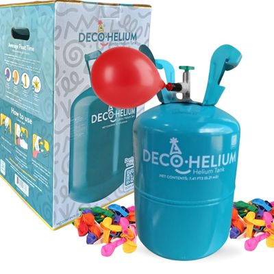 by DECOCHAMP Helium Tank - 7.41 Cu Ft Helium Tank for Balloons at Home Balloon Inflator for Party Decorations Up to 30 Balloons Helium Balloon Pump (1 Pack)