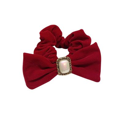 DFWZMQTG Retro Temperament Imitation Pearl Square Buckle Velvet Hair Circle Ornaments