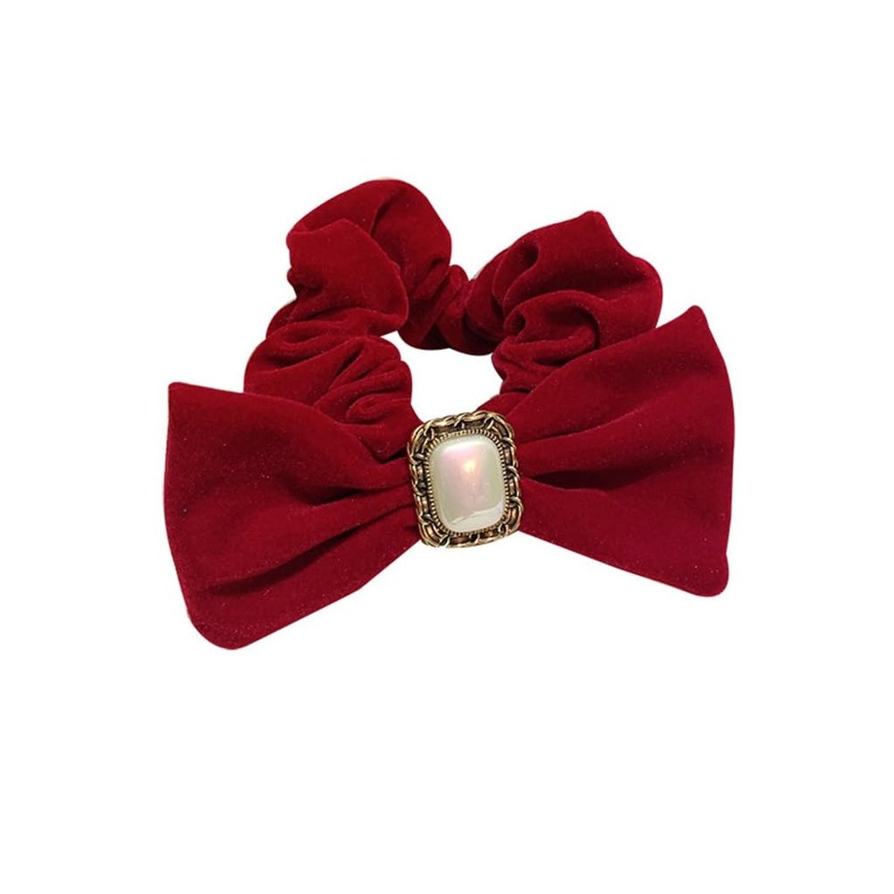 DFWZMQTG Retro Temperament Imitation Pearl Square Buckle Velvet Hair Circle Ornaments