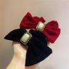 DFWZMQTG Retro Temperament Imitation Pearl Square Buckle Velvet Hair Circle Ornaments view 2