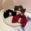 DFWZMQTG Retro Temperament Imitation Pearl Square Buckle Velvet Hair Circle Ornaments view 4