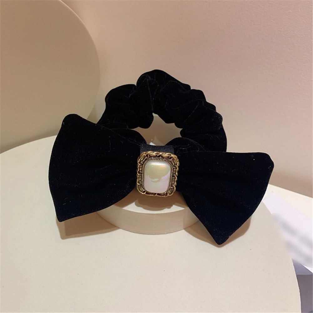 DFWZMQTG Retro Temperament Imitation Pearl Square Buckle Velvet Hair Circle Ornaments