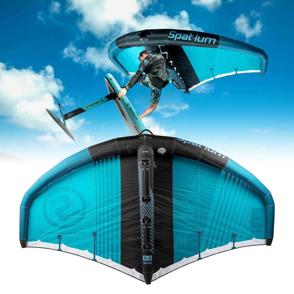 Spatium Lucid Ice Racing Handheld Inflatable Surfing Wing Foiling Kitfing Extra-Long Rigid Handle Portable Inflatable Wind Wing for Adult Outdoor Snow Ski Surfing or Water Sports 5m