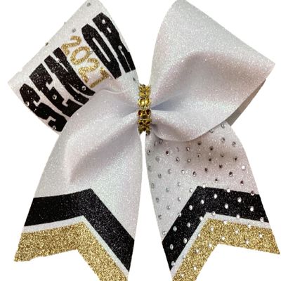 2027 Senior Glitter Cheer Bow, Black and Gold