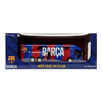 FC Barcelona Official Collectible Miniature Team Bus Premium Die-Cast Soccer Bus Toy with Friction-Power Engine Pull-Back & Go Licensed Football Merchandise & Fan Display Model