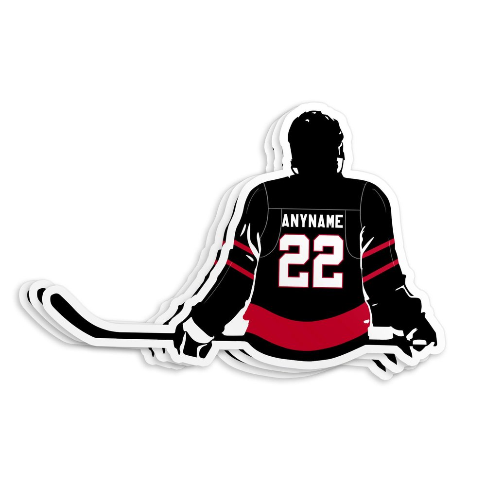 Personalized Custom Name Hockey Sticker, Multi Ice Hockey Decal Player Name Number Sport Lover Waterproof Vinyl Stickers for Water Bottle Laptop Hard Hat Cars Decals Decor Stuff Gifts for Him