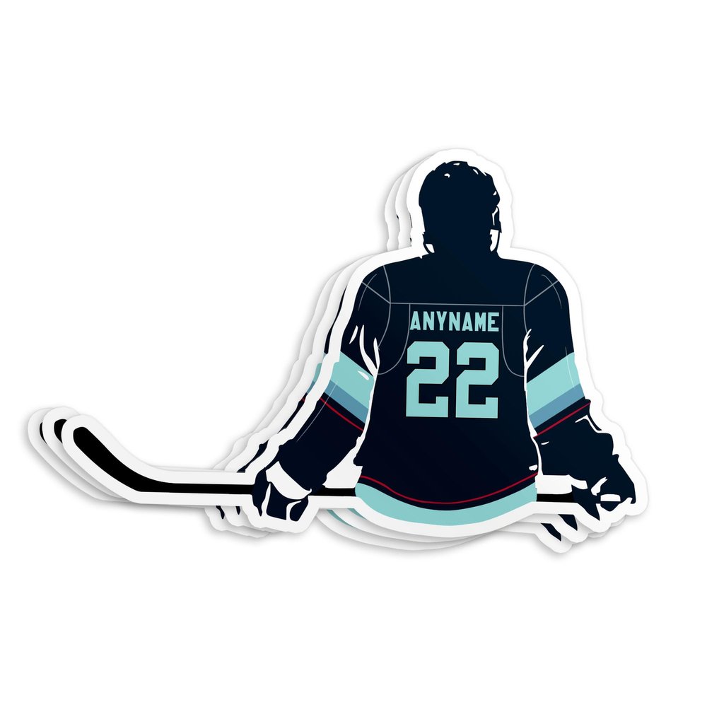 Personalized Custom Name Hockey Sticker, Multi Ice Hockey Decal Player Name Number Sport Lover Waterproof Vinyl Stickers for Water Bottle Laptop Hard Hat Cars Decals Decor Stuff Gifts for Him