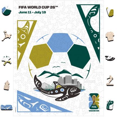 FIFA World Cup 2026 City Puzzle Vancouver Poster Wooden Jigsaw Puzzle for Adults, Official Licensed Soccer Sports Puzzles, 200 Pieces Home Decor Gift for Fans, 9.3x11.8''