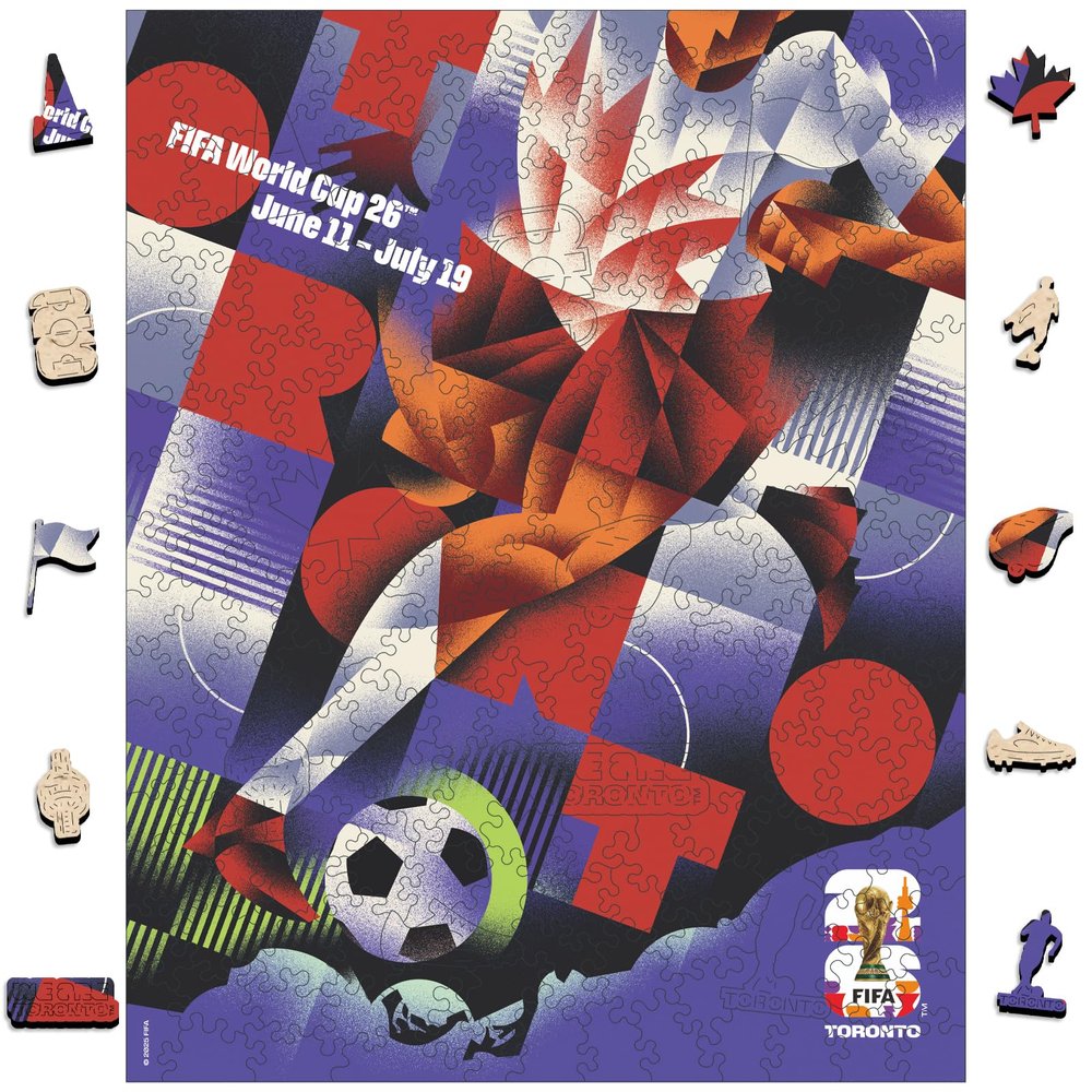 FIFA World Cup 2026 City Puzzle Toronto Poster Wooden Jigsaw Puzzle, 200 Pieces Official Soccer Sports Game Gift for Men Women, Adults Home Decoration Puzzle, 9.3x11.8''