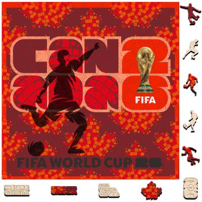 FIFA Canada Poster Wooden Puzzle for Adult, 200 Pieces Irregular Shape Puzzle, 5MM Thick, Creative Collectible Gift for Fans, Officially Licensed Product, 11 x 11