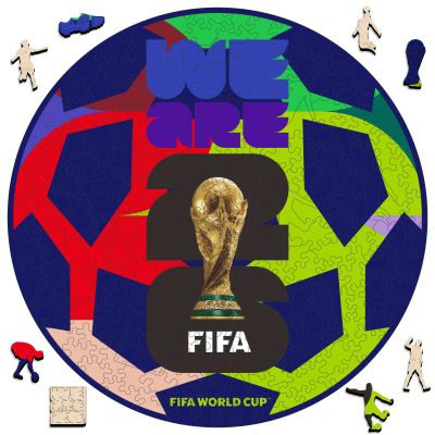 FIFA 2026 World Cup Soccer Wooden Puzzle for Adults, 5MM Thick, Puzzle for Football Fans, Officially Licensed Product, 200 Pieces Irregular Shape Jigsaw Puzzles for Adults,10 x 10
