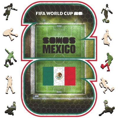 FIFA Mexico 26 Wooden Puzzle for Adult, 200 Pieces Irregular Shape Puzzle, 5MM Thick,Creative Collectible Gift for Fans, Officially Licensed Product, 9.3 x 12