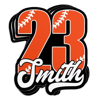 Custom Baseball Player Name Number Sticker Personalized Sports Team Fan