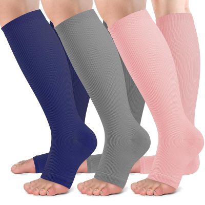 bropite 2/3 Pairs Open Toe Compression Socks for Women, Support for Travel, Nurse&Swelling