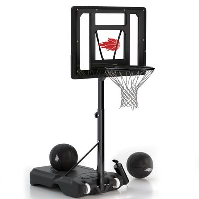 Swimming Pool Basketball Hoop,Adjustable Poolside Basketball Goal with 2 Balls & Inflator Outdoor for Youth Teens Adults