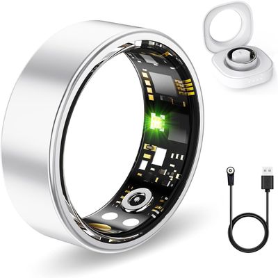 Smart Rings for Women Men, Fitness Ring with Heart Rate, Blood Oxygen, HRV, Stress, Sleep Tracker, Step Tracker, No Subscription Fee, lP68 Waterproof Smart Ring for iPhone & Android (Silver 9#)