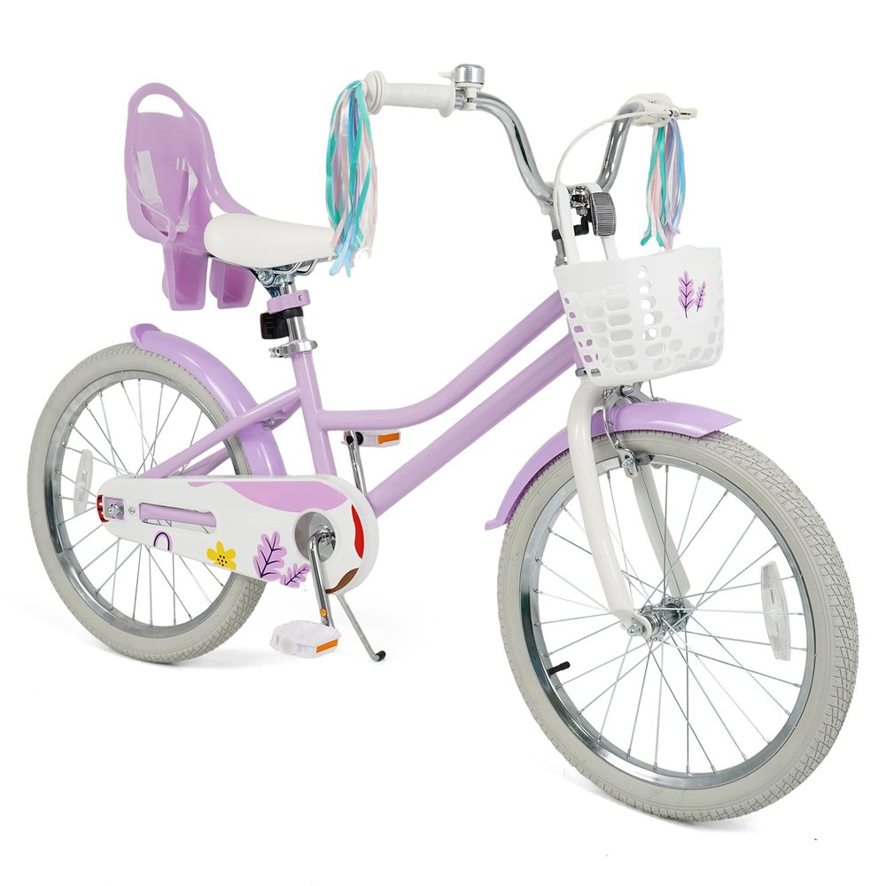 BABY JOY Girls Bike with Streamers & Doll-Seat, Kids Bike for 3-8 Years Old