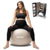 BABYGO Birthing Ball - Pregnancy Yoga Labor & Exercise Ball & Book Set Trimester Targeting, Maternity Physio, Birth & Recovery Plan Included Anti Burst Eco Friendly (Oatmeal, 65cm - Manual) view 1