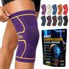 Knee Brace for Men and Women Knee Compression Sleeve Knee Support Wraps for Arthritis Joint Pain Relief, Workout, Swelling, Sports, Circulation, Running, Recovery for ACL & Meniscus Tear Medium Purple Gold view 1