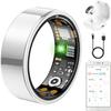 Ring Health Tracker for Women Men, Fitness Ring with Heart Rate,Blood Oxygen,Sleep Monitor,Calories, Step Counter, IP68 Waterproof Smart Ring for iPhone & Android, No Subscription Fee (Silver, 7#) view 1