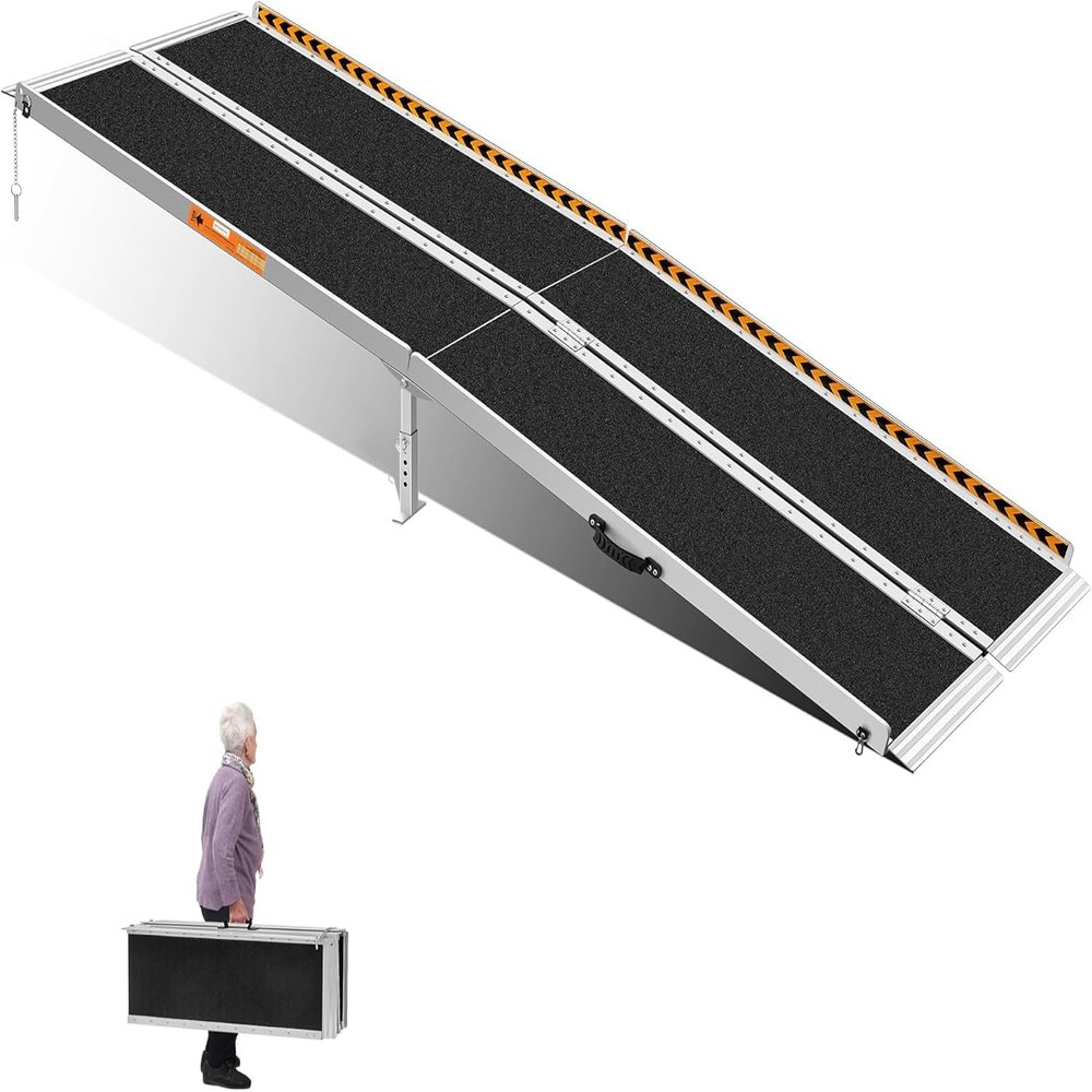 KOLOTOOL 8FT Portable Aluminum Wheelchair Ramp for Home with Support Legs