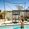 Clupways Pool Basketball Hoop with Backstop Height Adjustable Poolside Basketball Hoop for Pool with 10x8 FT Ball Backstop, Water Weighted Base | Includes a Ball & Pump | 12-Month Warranty view 1