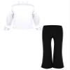 Ocealan Sparkly Latin Dance Outfits for Boys Sequined Shirts with Trousers Jazz Rumba Salsa Dancewear for Performance White 10 Years view 2