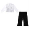 Ocealan Sparkly Latin Dance Outfits for Boys Sequined Shirts with Trousers Jazz Rumba Salsa Dancewear for Performance White 10 Years view 3