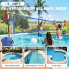 Swimming Pool Volleyball Net Set for Adults and Family | Max 30ft & 4-Height Adjustable | Angled Tension Poles + 2 Water-Filled Bags for Superior Stability | Pool Volleyballs + Storage Bag (Blue) view 3