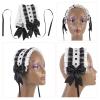 ABOOFAN Lolita Lace Headband with Star Pattern, Black Gothic Lolita Hairband for Women, Cosplay Hair Accessory with Hidden Clip, Party and Daily Wear view 3