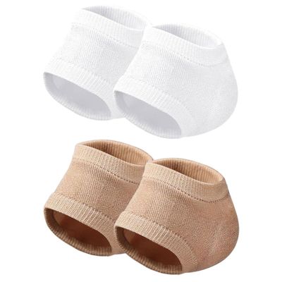Heel Covers for Shoes, 2 Pairs White Gel Open Socks for Women