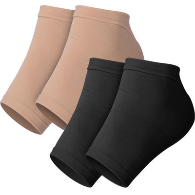 Xmas 2 Pairs Silicone Heel Protectors Toeless Cotton Heel Socks