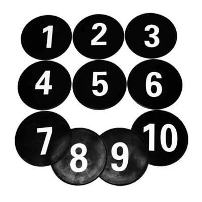 Bingche 10pcs Numbered Floor Spots Markers Soccer Flat Sign Discs Football Nonslip Floor Marker(Black)