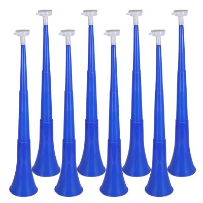 Homoyoyo 8 Pack Collapsible Stadium Horns, 24 Inch Vuvuzela Plastic Trumpets, Loud Blow Horn Noisemakers for Graduation, Sporting Events, Football Games, Soccer Parties, Blue