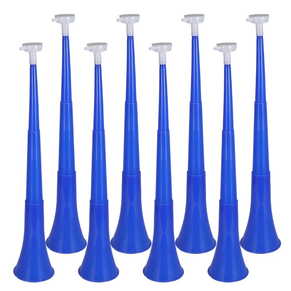 Homoyoyo 8 Pack Collapsible Stadium Horns, 24 Inch Vuvuzela Plastic Trumpets, Loud Blow Horn Noisemakers for Graduation, Sporting Events, Football Games, Soccer Parties, Blue
