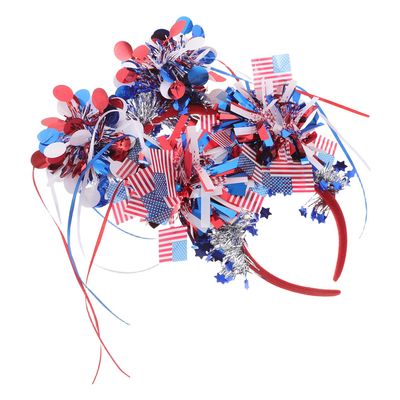 ABOOFAN 2pcs American Independence Day Headband Patriotic Hairband with Usa Flag Red White Blue Striped and Dotted Designs for Women 4th of July Memorial Day Party Accessories
