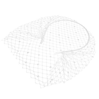 ABOOFAN Rhinestone Veil Headband White Gauze Bridal Accessory