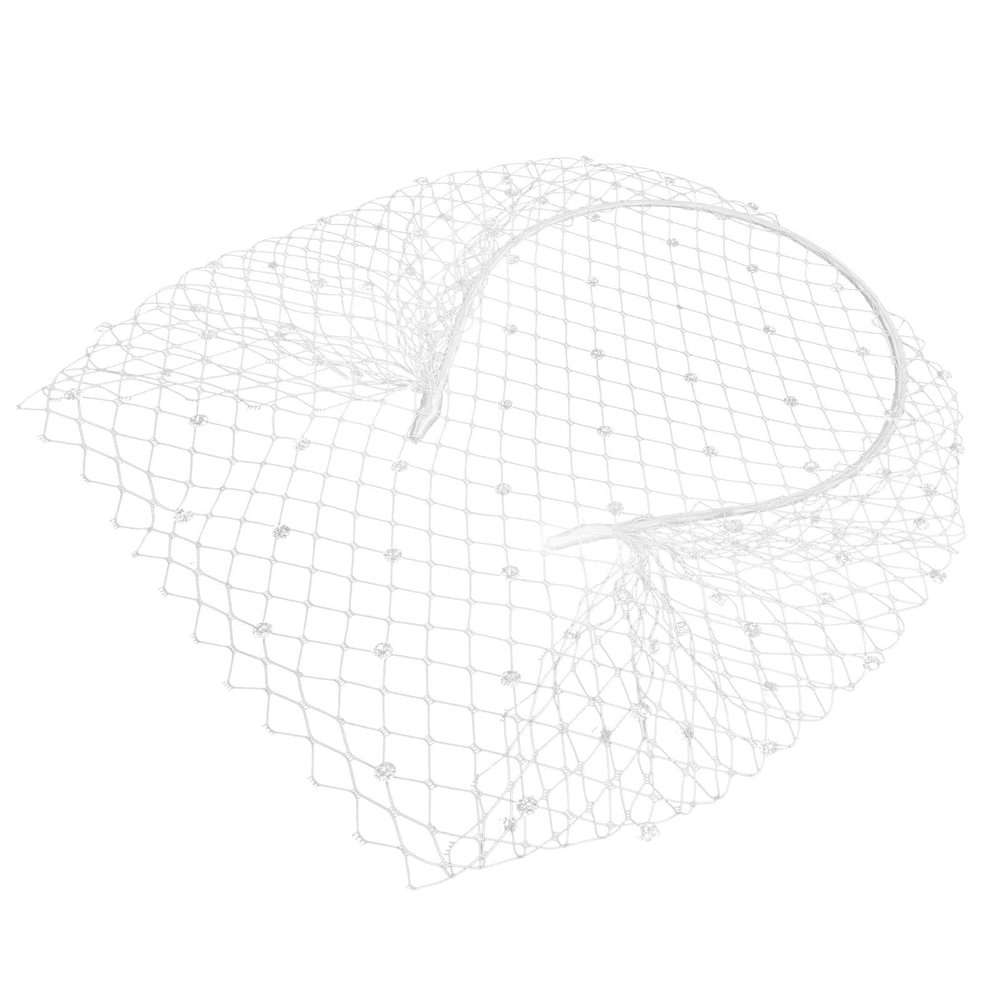 ABOOFAN Rhinestone Veil Headband White Gauze Bridal Accessory