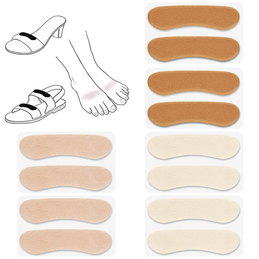 Cutecrop 6 Pairs Sandal Strap Cushion Strips Shoe Strap Cushion,Light Color