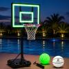 MagnaTree Pool Basketball Hoop with Light, Adjustable Height & Movable Base Poolside Basketball Hoop Inground Goal Toys for Party Game, Include Standard Ball, Glow Ball, Glow Backboard & LED Rim view 1