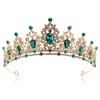 Green Tiara Crown for Women Queen Princess Crowns Crystal for Cake Bridal Birthday Party view 1