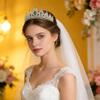 Green Tiara Crown for Women Queen Princess Crowns Crystal for Cake Bridal Birthday Party view 4