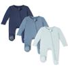 PATPAT 3 Pack Bamboo Viscose Baby Footed Pajamas with Anti-Grips Navy/Slate/Sky 9-12 Months view 1
