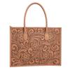 Bombay Blossom Tan Tooled Leather Western Laptop Tote 16 x 13 x 04 inches (40.6 cms x 33 x 10 cms) view 1