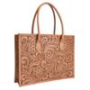 Bombay Blossom Tan Tooled Leather Western Laptop Tote 16 x 13 x 04 inches (40.6 cms x 33 x 10 cms) view 3