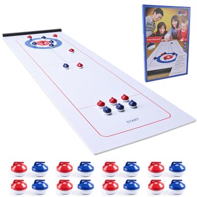 Tabletop Shuffleboard Table Curling Game Thick Smooth Board 47" for Family