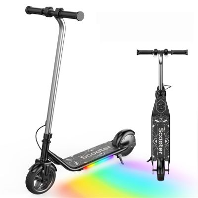 Electric Scooter for Kids Ages 6-12, 150W Motor,10 Mph Max Speed, LED Display, 2 Speeds (6/10 MPH), Magnetic Charging, Colorful Light Scooter for Girls Boys